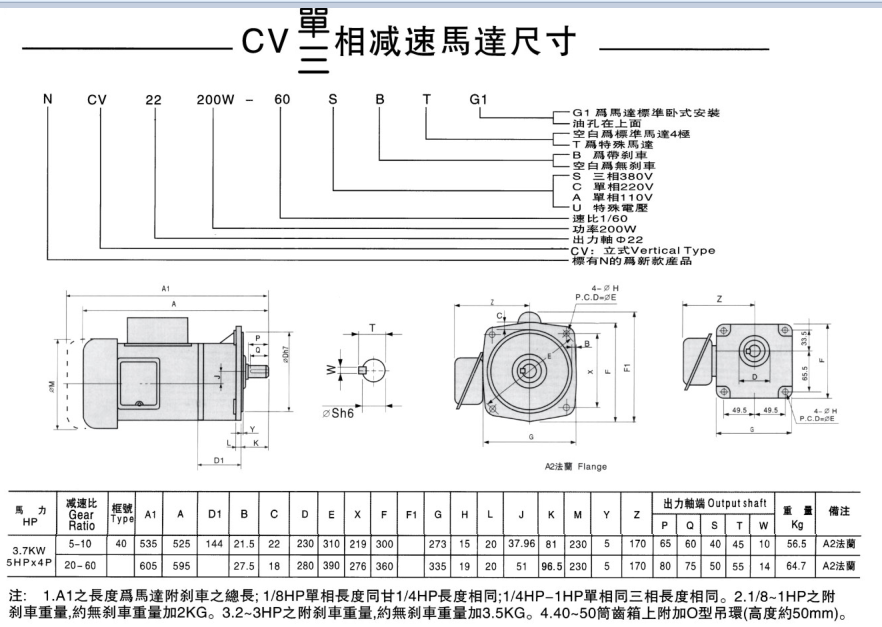 3.7KW齒輪減速機(jī)立式