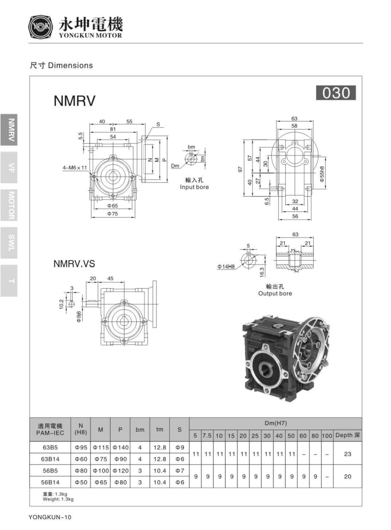 RV030減速機