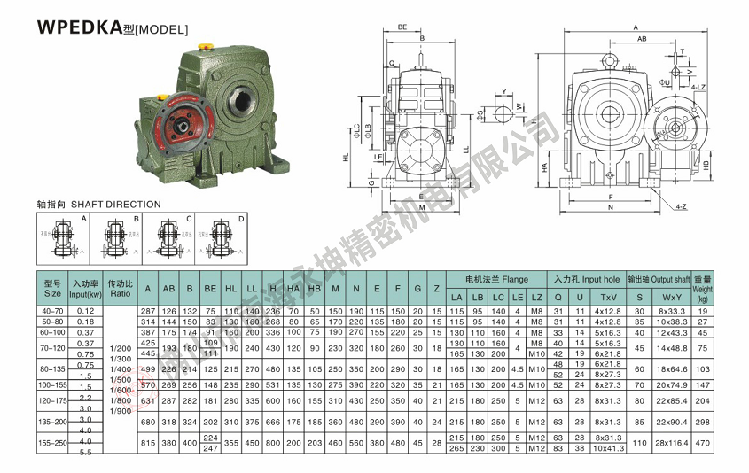 WPEDKA蝸輪蝸桿減速機