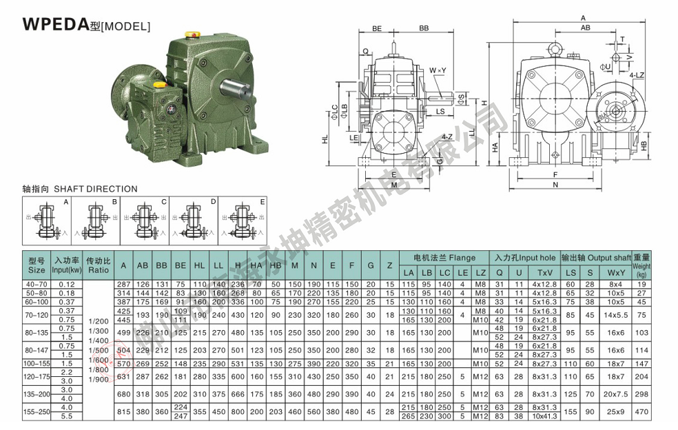 WPEDA蝸輪蝸桿減速機